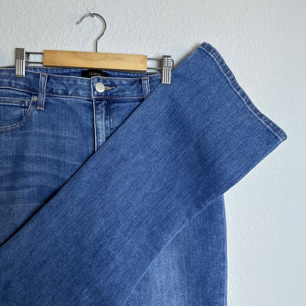 Quince Womens Stretch High Rise Kick Flare Jeans Medium Wash Size 32 - 28 Inseam